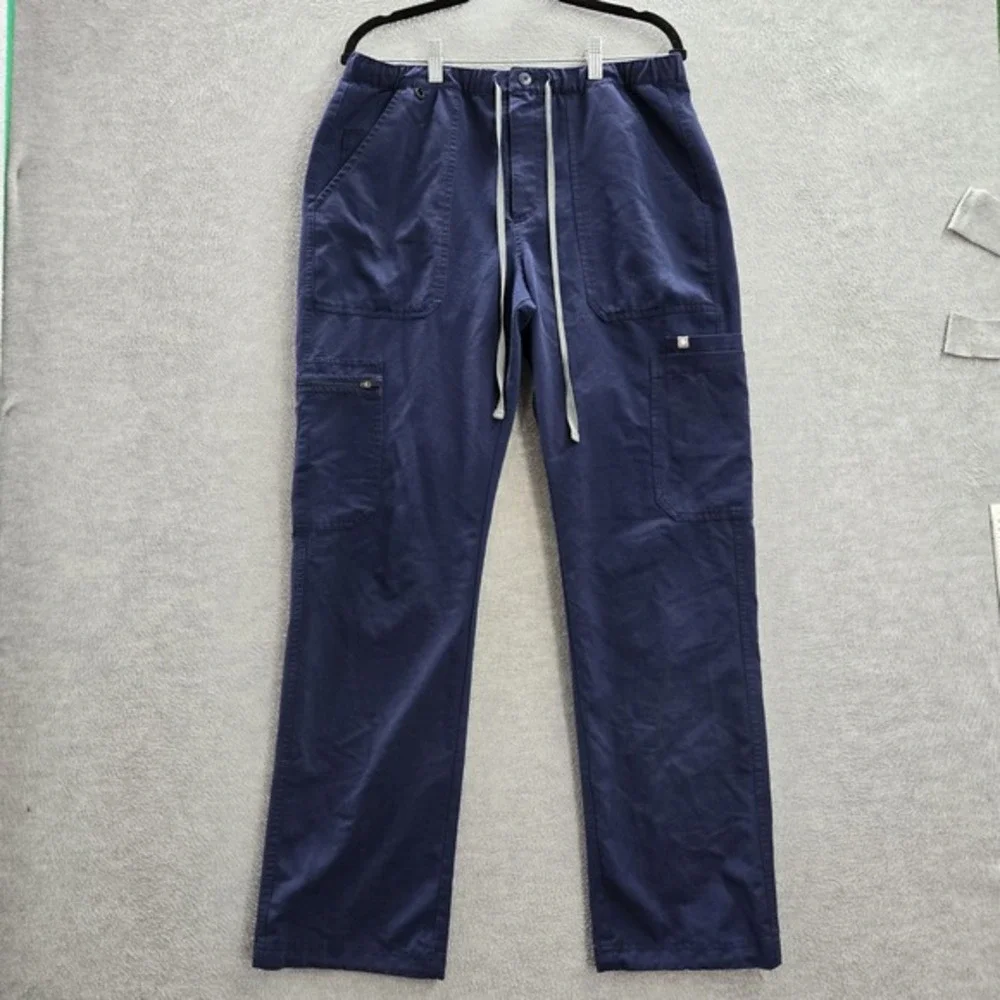 FIGS Men Scrub Pants M Blue Cairo Cargo Drawstring‎ Pockets 31
